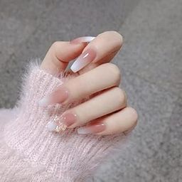 The Pink Truck Artificial Reusable Nails in Pink Cream With Bow Design (Set of 24)-1
