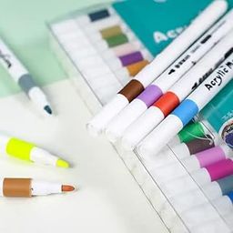 Crown Spikes Colourful Waterproof Acrylic Pen 12 Shades-Color Pack| Paint Pen Marker Set Fine Dry Tip Acrylic Markers for Art, Drawing, Colouring & Shading for Artists and Painters (Medium Tip)-image-53