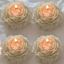 KSG CREATION Rose Shaped Flameless Candles, Decorative LED Tea Lights, Cream White, Set of 4-20