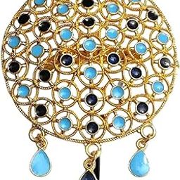 BALAJI GOLD Assamese Traditional Copper Based D-L Blue Brooch Pin 2547-image-92