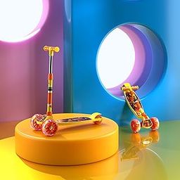 Cockatoo Little Bus LED Scooter for Kids 2-12 Years, Kids Scooter with 40MM in PP+PU LED Wheel, 4 Adjustable Height Scooter, Up to 50 Kg Weight Capacity(WithLED Wheel)-Orange-picture-14