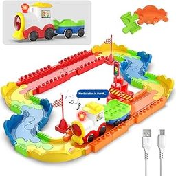 Mirana Block Rider Toy Train Set with Colorful & Multiple Track Layout, USB Rechargeable Type-C Engine, Various Sound Modes - Vande Bharat, Rajdhani, Delhi Metro, Kids 2-8 Years (Basic - 47 Pcs)-4