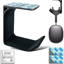 SRS® Headphone Stand Holder Under Desk Headphone Hook Hanger & Cable Organizer for All Professional | Corporate | Gaming Headsets PC Accessories Stick-ON Adhesive (Pack of 1, Black)-30