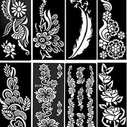 Heena Mehndi Sticker for Hands and Feet - set of 8 Henna Design Stickers for Women, Girls, Temporary Tattoo Mehendi Stencils for Festivals, Weddings, Parties - DIY Reusable Mehndi Art (sku_11)-image-16
