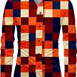 Men's Polycotton Regular Fit Geometric Print Unstitched Shirt Fabric 2.25 Meters with Elegant Design For Casual Outings, Parties, Festivals (Multicolor2)-0