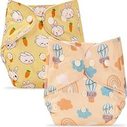 Bumpers Premium & Ultra Soft Organic Cotton Diaper|Extra Absorbant, Reusable, Waterproof & Adjustable Cloth Diaper for Babies/Kids (Combo, Free Size, Yellow+Light Pink)-image-99