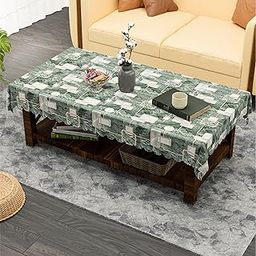 Kuber Industries 40x60 Inch PVC Center Table Cover 4 Seater for Living Room and Home Decor | Waterproof and Anti-Slip Teapoy Cover | Table Protector Sheet | Check Circle - Grey-image-43