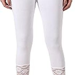 Women's Cotton Spandex Legging Lace Inset at Bottom Hem-image-50