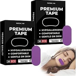 60 Pcs Mouth Tape for Sleeping, Comfortable Snoring Stopper for Men and Women Purple Mouth Tape Suitable Breathing Exercises Snoring Reduction Mouth Dry Relaxation Sleep-image-79