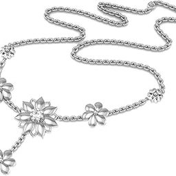 18k (750) White Gold and Diamond Necklace for Women-image-35