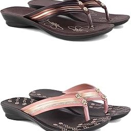 DRACKFOOT Women's Sandals | Lightweight Wear| Stylish & Easy to Wear For Women'S GR-SAN-(2-COMBO)-1955-1956-38
