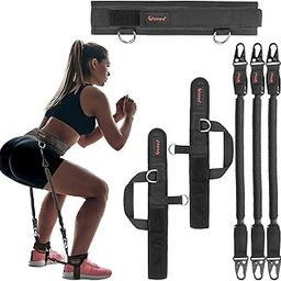 Vertical Jumping Trainer Equipment Leg Resistance Bands Leg Strength Speed Muscle Fitness Workout for Basketball Volleyball Football Tennis Taekwondo Boxing Leg Agility Training (Black-90pound)-picture-19