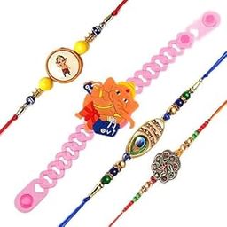 Two Kids And Two Men Rakhi Combo Set Of 4 For Brother And Sister, Set Of 4 Rakhi Combo Set-image-60