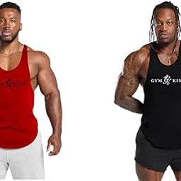 Gym Vest Workout Tank Top Set, 2 Pack, Men's Fitness Muscle Shirts Multicolour S M L XL XXL XXXL blackredREd001t001-image-99