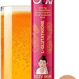 Diet Gear 500 mg L Glutathione with Hyaluronic Acid, Vitamin C & Vitamin E for Brighter Youthful Skin, Lightening, Glow, Radiance, Pigmentation | 20 Orange Flavour Antioxidant effervescent Tablets-28