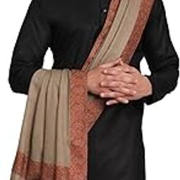 Kashmiri Pure Wool Shawl for Men with Sozni Embroidery Border, Pashmina Feel Wool Lohi for Winter (Black)-image-35