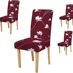 Gurnoor Polyester Blend Stretchable Floral Printed Dining Chair Covers (Set of 4, Wine-Maroon, Standard)-image-118