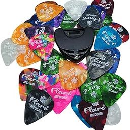 Flare Guitar Finger Picks for Acoustic Guitar Pick Multicolor Guitar Picks 0.71mm Pack of 40 pcs and 1 Pick Holder-25