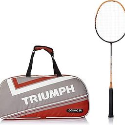 Triumph Velocity Graphite Hotmelt Light Weight Strung Badminton Racket with Cosmic-3R Single Compartment Badminton Bag Grey/Red-picture-14