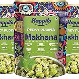 Happilo Premium Super Snack Makhana Perky Pudina 55g (Pack Of 3), Roasted Foxnut Healthy Snack Low Calorie Gluten Free and Vegan-image-67