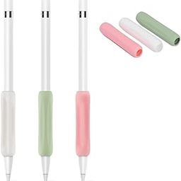 BRAINLE Silicone Grips Holder with 6 Nib Covers for Apple Pencil 1st/2nd Generation, 3 Pack Ergonomic Protective Skin Sleeves Compatible with Apple Pencil 1st/2nd. (White, Green, Pink)-29