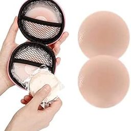 Nipple Covers Reusable Comfortable & Natural Invisible Adhesive Silicone Pasties for Women, (2 Pair) Nude-image-42