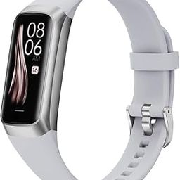 C60 Activity Tracker, Health Tracker with Heart Rate Monitor, Sleep Tracker (Black Strap, Size : Medium) (Silver)-picture-1