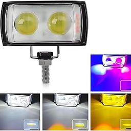 Aksmit Ultra Mini Double Lens Fog Light with Yellow & White Flashing Light Reflection 12-24 V, 45W (Pack of 1, Red & Blue DRL)-picture-30