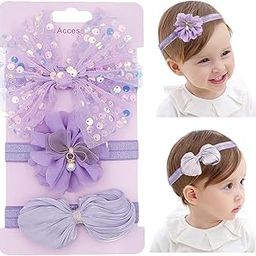SNOWIE SOFT® 3pcs Baby Girl Bows Headband Chiffon Flower Hairband for Newborn Infant Toddler-76