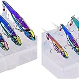 Proberos® Fishing Lures Dual Hook Hard Bait Tackle 10PCS 5g-20g Color Silver Spoons 3D Lifelike Eyes with Storage Box Tools Accessories-image-60