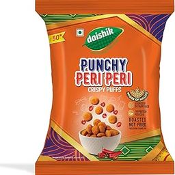 Daishik Punchy Peri Peri Crispy Puff | 60 g Roasted Not Fried | Perfectly Crispy, Healthy & Tasty Snack | High Source of Dietary Fiber | 100% Vegetarian | No Trans Fat| Pack of 4 x 60g | 240g-image-35