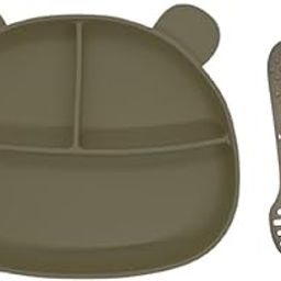 Babylief Silicone Plate with Suction Base and Training Spoon Set, Multi-Colour (Olive Green)-image-86