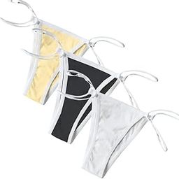 Women's Bikini Panties Set, 3-Pack, White Black Yellow(Multi-Color)-image-1