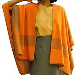 Women Corn Snake Reversible Cape (Orange/Hazelnut_Free Size)-54