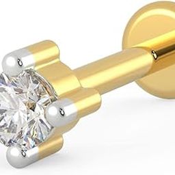 Real Diamond Nose Pin for Women 18 k Gold | Original Diamond & 18kt Gold Nose pin | 18k BIS Hallmark (750) Nose Stud for Women & Girls with Piercing for Birthday & Diwali Gift-image-57