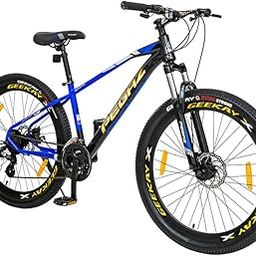 Geekay Pegaz 27.5T 24 Speed Shimano Altus Gears with Lock-in Lockout Suspension, Triple Wall Alloy Rims, Dual Disc Brakes Mountain Bike (Black Blue, 12+ Years, 27.5 x 2.40, 16 Inches Frame) for Men-image-48