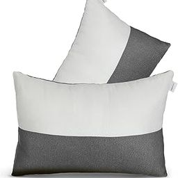 amazon basics Hollow Fiber Sleeping Pillow | Soft and Fluffy | Adjustable Height | Set of 2 | White and Grey (27 x 16 Inches)-22