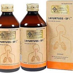 Ayurtuss Sugar Free Cough Syrup | Fast Relief from Cough, Sore Throat & Cold for Adults, Non Drowsy Ayurvedic Cough Reliever (Pack of 2, 200ml each), Brown-15