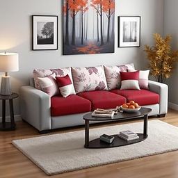 Torque - Wayland Premium Fabric Sofa 3 Seater (Red & Light Grey) | Modern Three Seater Couch with 2 Cushions | 3 Seater Sofa for Living Room Festival Gift-image-84