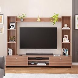 FURNEASER Pinnova Modern Wooden TV Unit for Living Room – Entertainment Center with Storage & Display Shelves Cabinet | Exotic Teak Finish – Fits up to 60” TVs-image-41