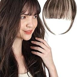 RefynHair Low Density | 1 Clip | Clip-In Hair Bang Extension | 100% Remy Human Hair | Natural Looking Fringe Hair Extensions for Girls and Women | Easy Single Clip In | Lightweight Wispy Bangs - Natural Brown-image-10