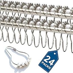 Consss 24PCS Stainless Steel Shower Curtain Hooks Rust Proof, Shower Curtain Rings Polished Nickel, Heavy Curtain Rod Rings for Bathroom, Durable Bathroom Decor Hooks Chrome Silver-image-107