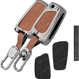 SHOPOFLUX Metal Key Cover Compatible with Toyota Innova Crysta | Corolla Altis 3 Button Flip Key (Black Brown Leather)-image-88