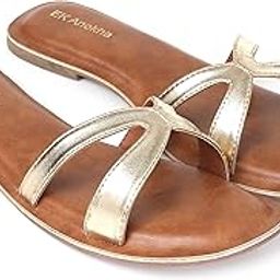 Women's Slip-On Flip-Flops with Golden Straps | Brown & Gold-picture-15