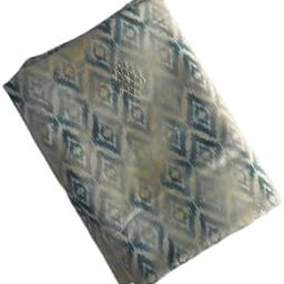 Diamond Pattern Kurta Fabric, Blue and Grey Geometric Design, Traditional Indian Men's Wear(Free Size)-image-40