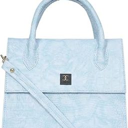 Blue Color Croco Texture Handbag For Women-image-19