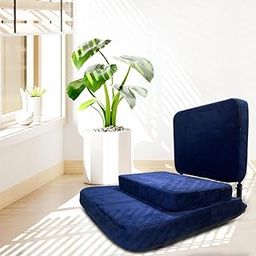 Kawachi Premium Buddha 90° Yoga Meditation Chair Foldable Floor Chair with Fixed Back Support Blue-image-61