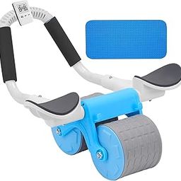 US1984 Automatic Rebound Abdominal Roller Wheel Kit, Elbow Support with Knee Pad & Timer, Ab Roller Workout Equipment, Abs Fitness and Dynamic Core Trainer Plank Exercise for Home Gym (Blue)-15