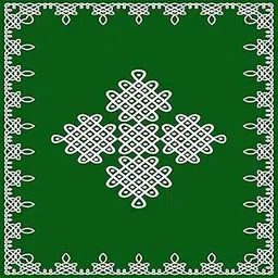 generic Rangoli Backdrop (8FT*8FT) for All Festivals and Functions/Pooja Functions/Ceremonies Muggu Design Green Color 8 Feet Width * 8 Feet Length-picture-45