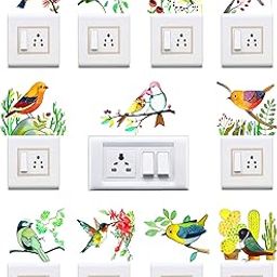 WallDesign Vinyl Birds & Branches Painting Art Switchboard Self-Adhesive Wall Sticker - Set of 11, 3 x 432 x 305 mm-image-12